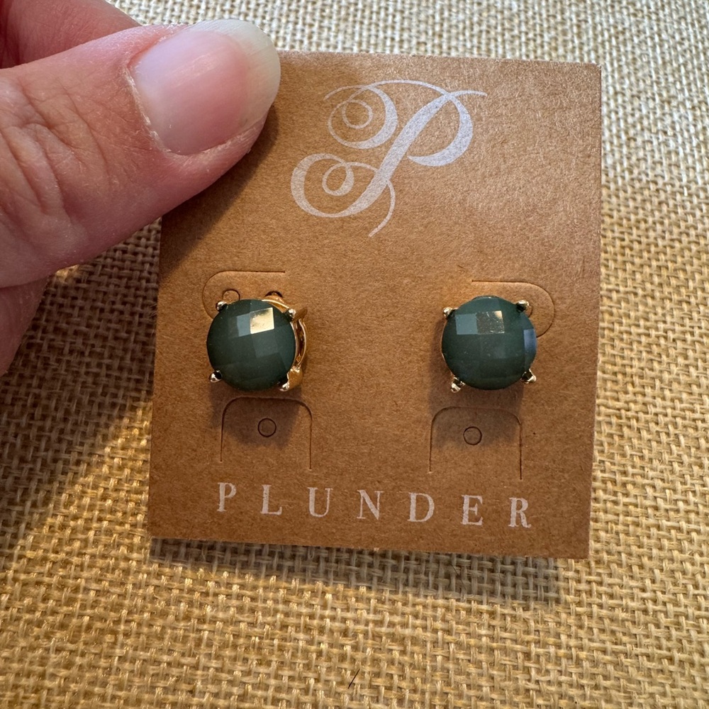 Plunder Forest Green and Gold Earrings